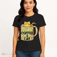 A Good Day Starts With Coffee And Cat Funny Women's T-Shirt thumb 4