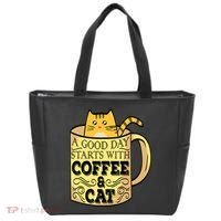 A Good Day Starts With Coffee And Cat Funny Tote Bag thumb 0