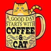 A Good Day Starts With Coffee And Cat Funny Santa Hat thumb 1