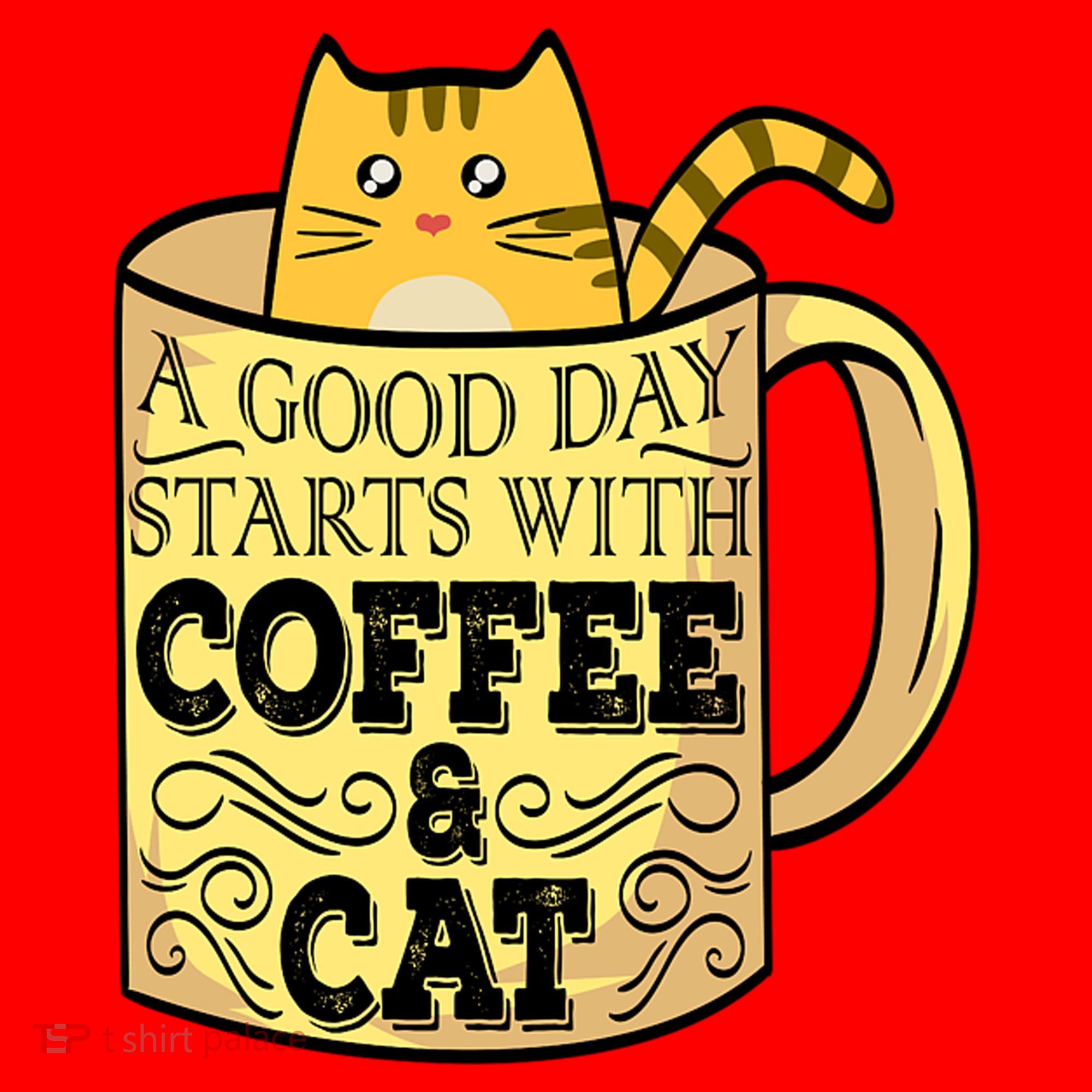 A Good Day Starts With Coffee And Cat Funny Santa Hat