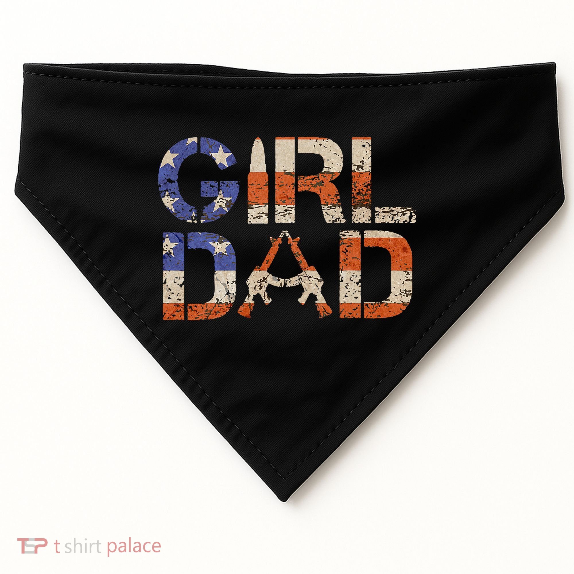 American Girl Dad Her Protector Forever Funny Father Of Gift For Dad USA-Made Doggie Bandana