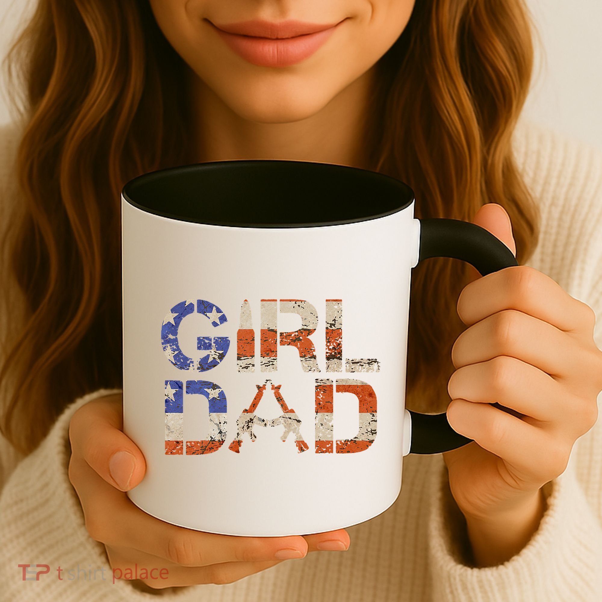 American Girl Dad Her Protector Forever Funny Father Of Gift For Dad Coffee Mug