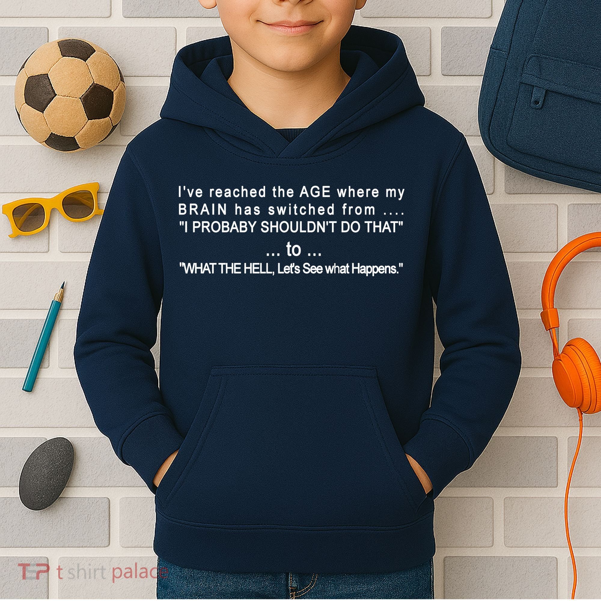 Aged Brain Funny Sarcastic Kids Hoodie