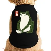 Aesthetic Grumpy Frog Famous Japanese Art Toad Doggie Tank thumb 0