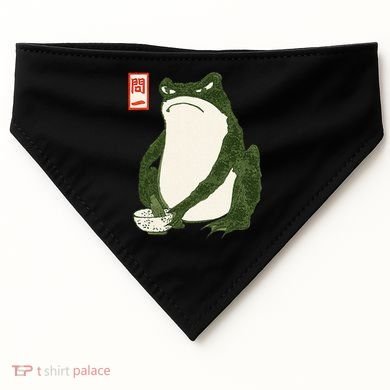 Aesthetic Grumpy Frog Famous Japanese Art Toad USA-Made Doggie Bandana