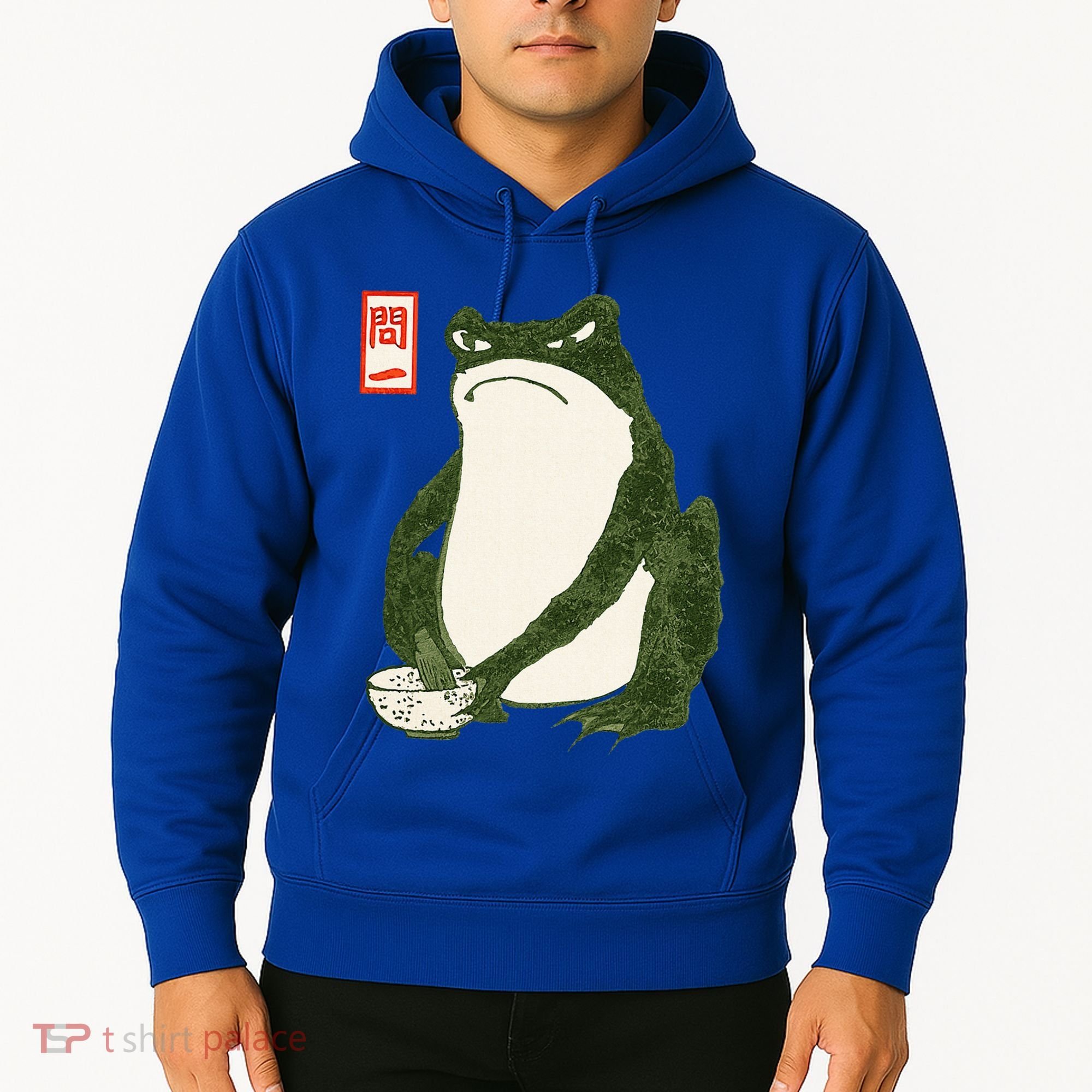 Aesthetic Grumpy Frog Famous Japanese Art Toad Hoodie