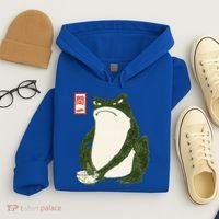 Aesthetic Grumpy Frog Famous Japanese Art Toad Hoodie thumb 4