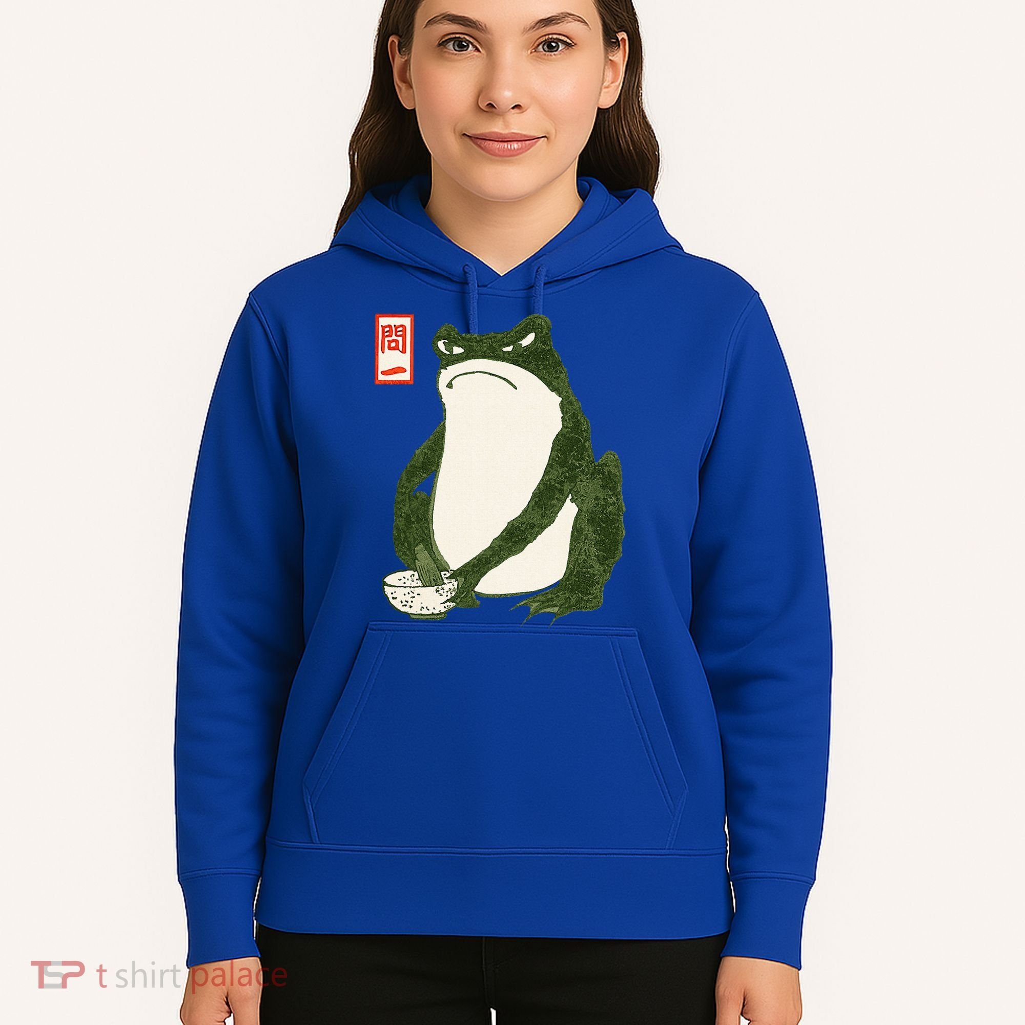 Aesthetic Grumpy Frog Famous Japanese Art Toad Hoodie