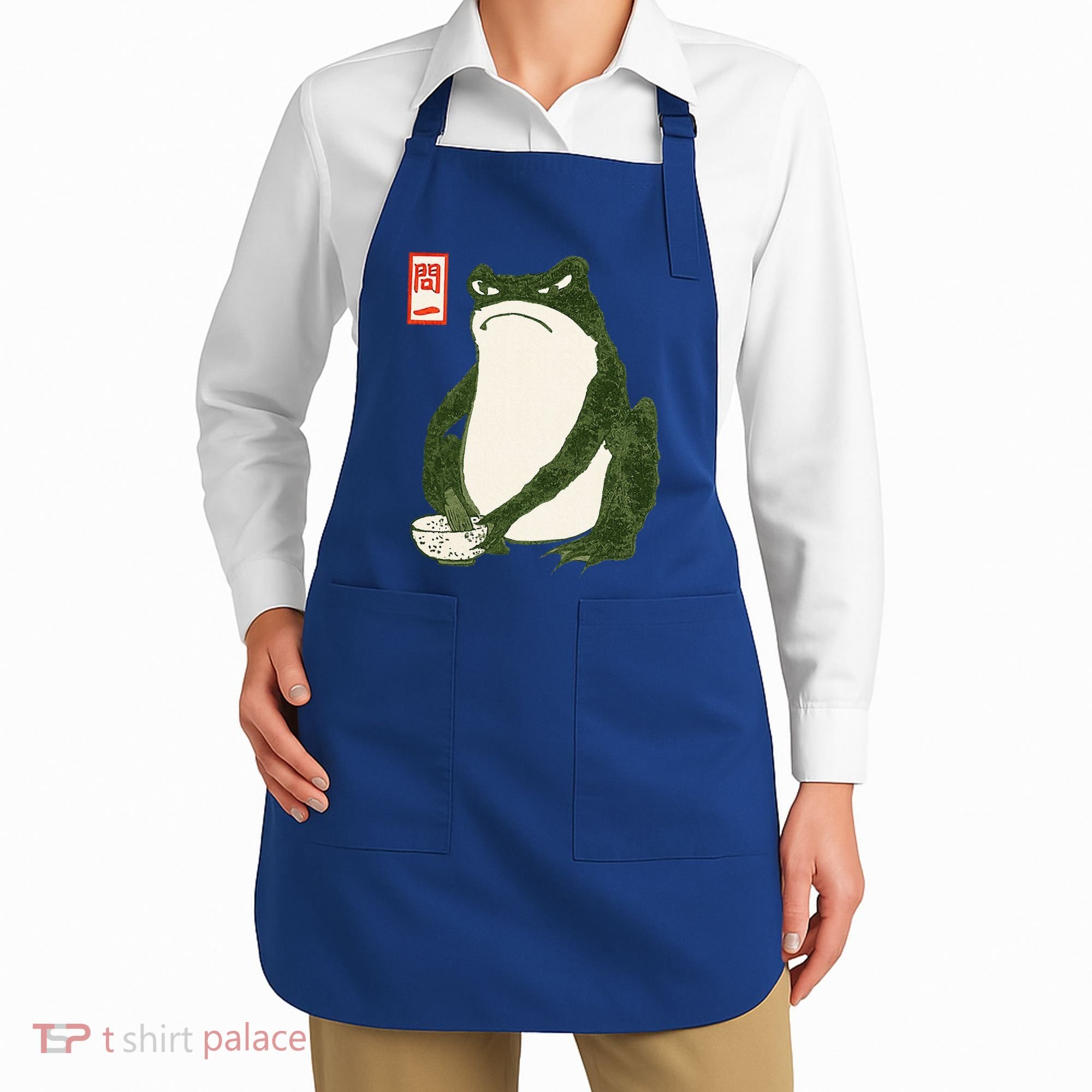 Aesthetic Grumpy Frog Famous Japanese Art Toad Apron