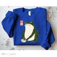 Aesthetic Grumpy Frog Famous Japanese Art Toad Sweatshirt thumb 2