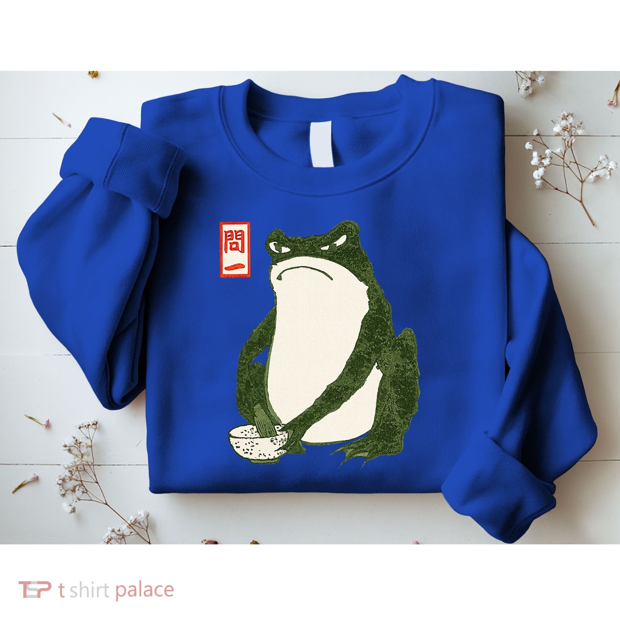 Aesthetic Grumpy Frog Famous Japanese Art Toad Sweatshirt