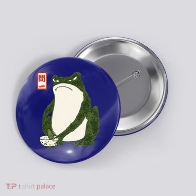 Aesthetic Grumpy Frog Famous Japanese Art Toad Button