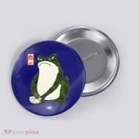 Aesthetic Grumpy Frog Famous Japanese Art Toad Button thumb 0