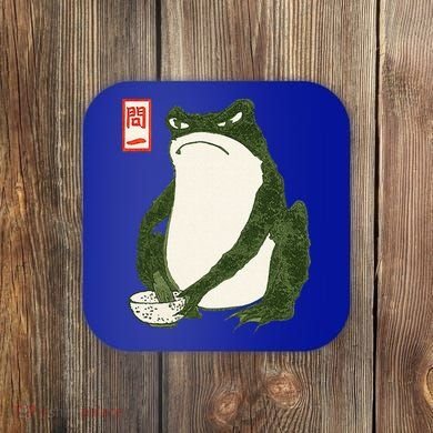 Aesthetic Grumpy Frog Famous Japanese Art Toad Coaster