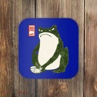 Aesthetic Grumpy Frog Famous Japanese Art Toad Coaster thumb 0