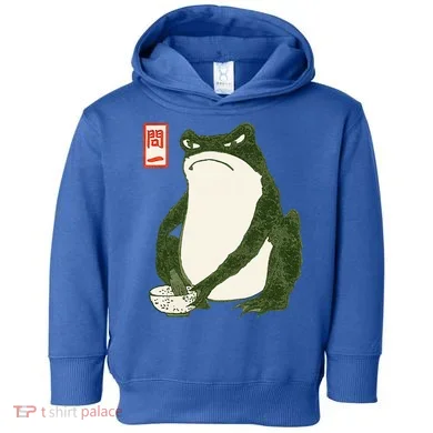 Aesthetic Grumpy Frog Famous Japanese Art Toad Toddler Hoodie