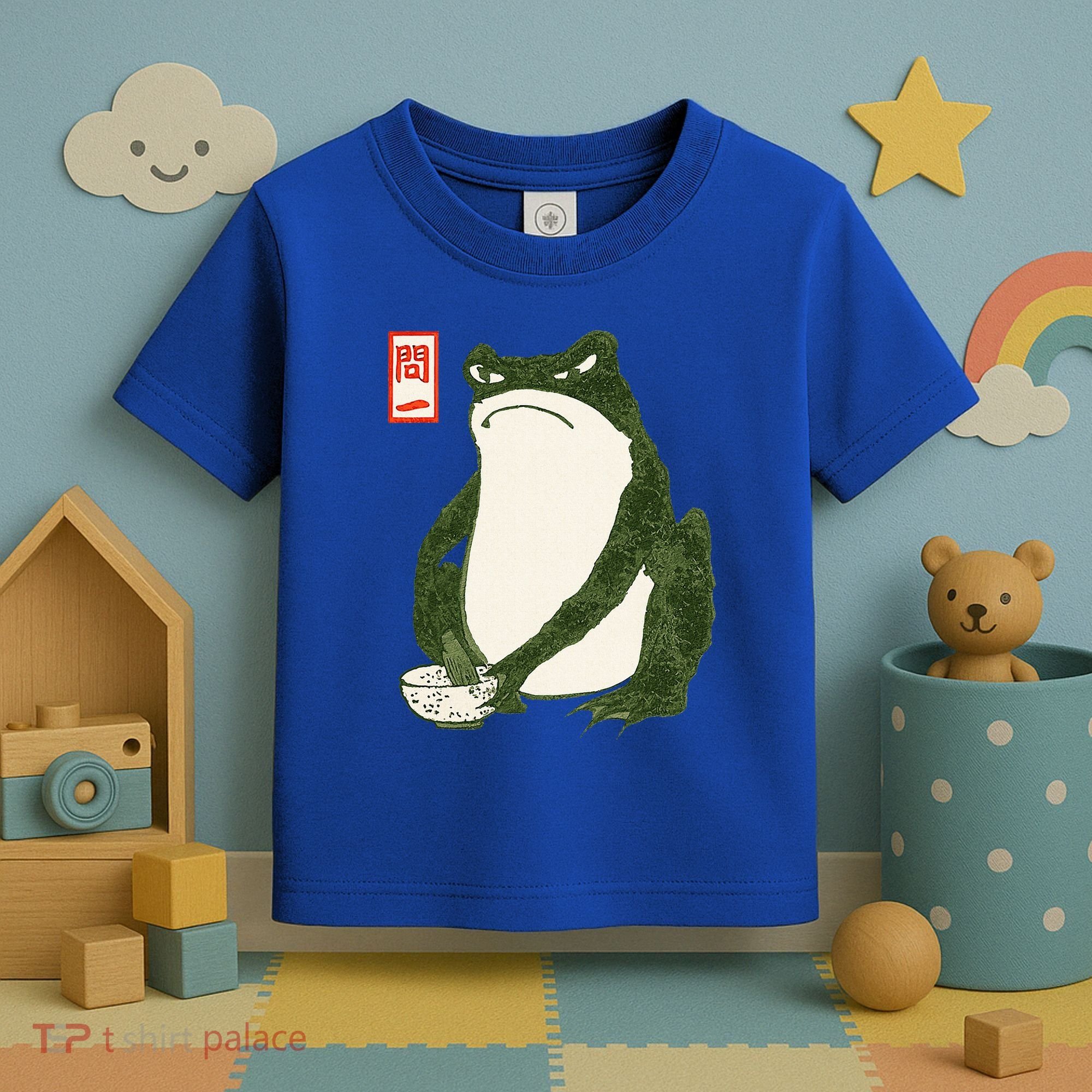 Aesthetic Grumpy Frog Famous Japanese Art Toad Toddler T-Shirt