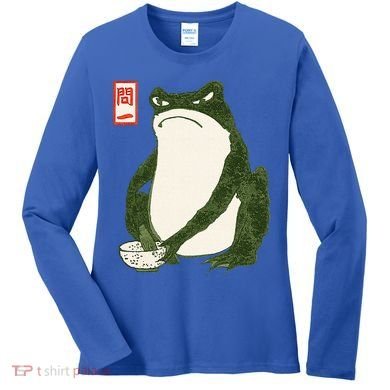 Aesthetic Grumpy Frog Famous Japanese Art Toad Women's Long Sleeve Shirt