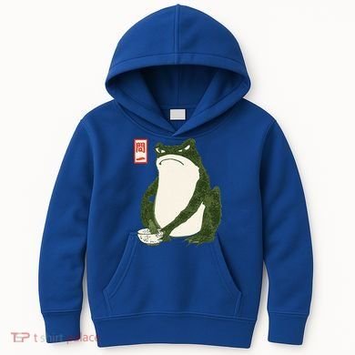 Aesthetic Grumpy Frog Famous Japanese Art Toad Kids Hoodie
