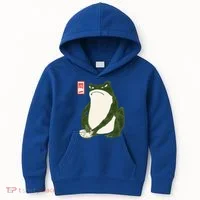 Aesthetic Grumpy Frog Famous Japanese Art Toad Kids Hoodie thumb 0
