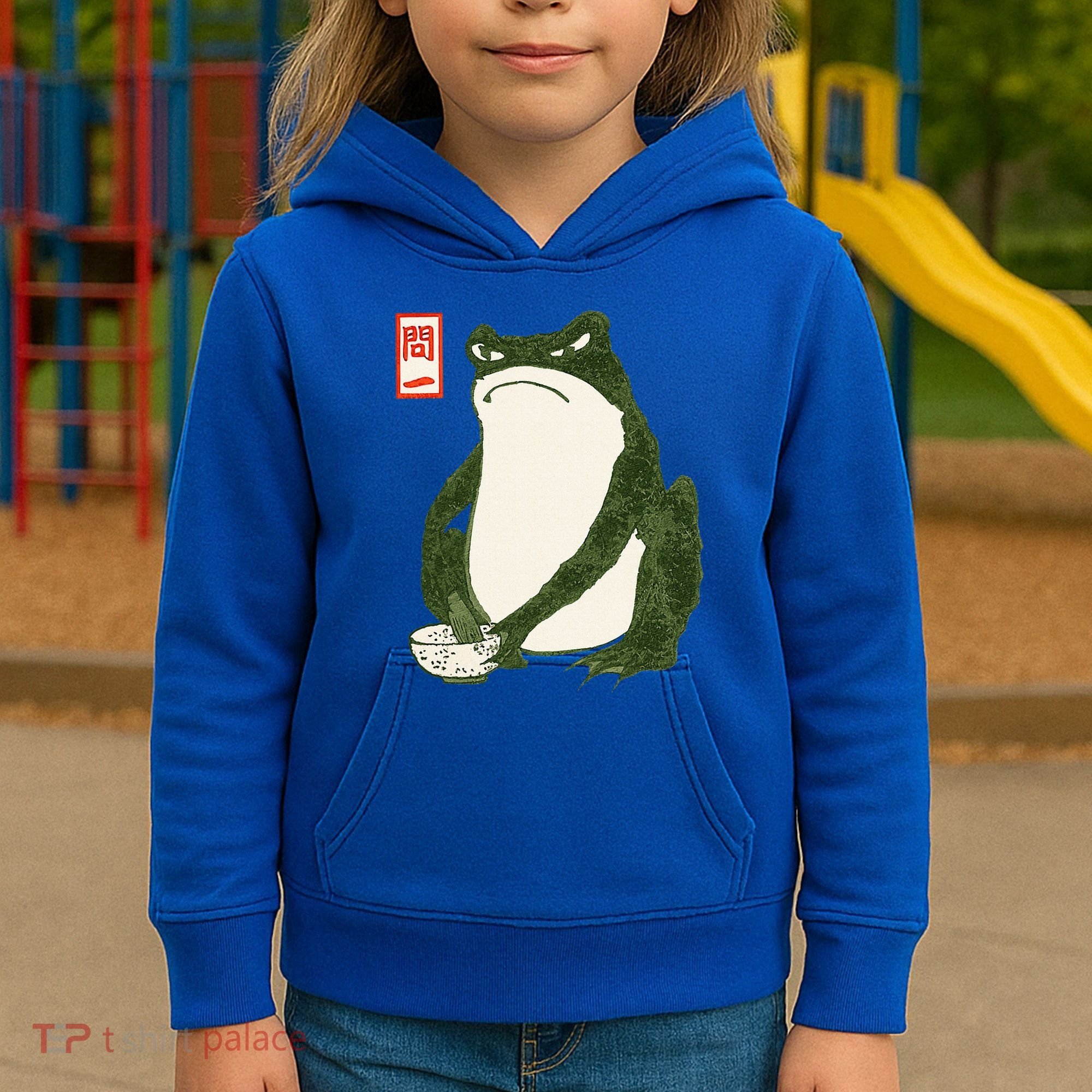 Aesthetic Grumpy Frog Famous Japanese Art Toad Kids Hoodie