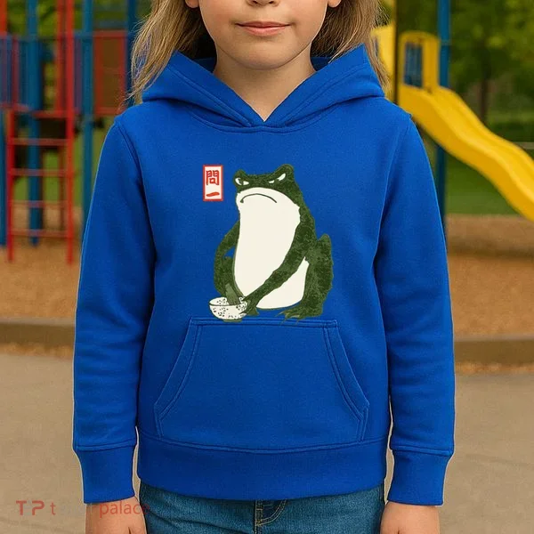 Aesthetic Grumpy Frog Famous Japanese Art Toad Kids Hoodie