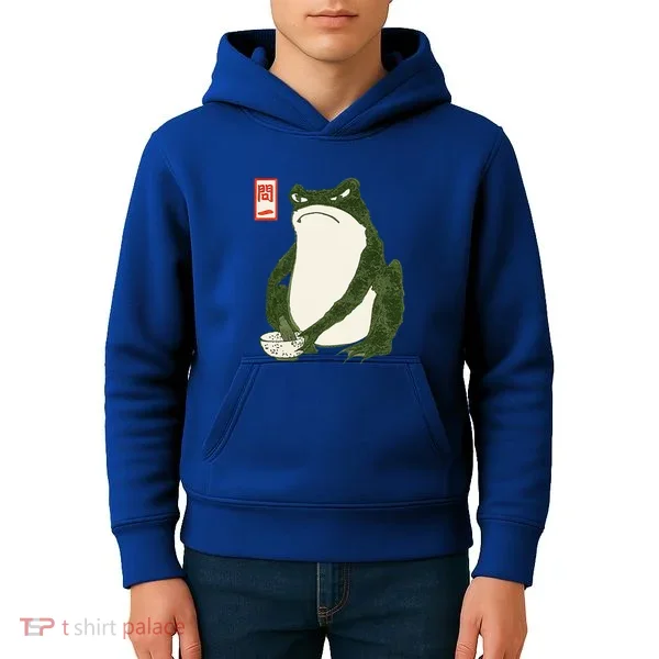Aesthetic Grumpy Frog Famous Japanese Art Toad Kids Hoodie