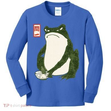 Aesthetic Grumpy Frog Famous Japanese Art Toad Kids Long Sleeve Shirt