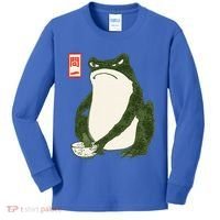 Aesthetic Grumpy Frog Famous Japanese Art Toad Kids Long Sleeve Shirt thumb 0