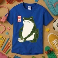 Aesthetic Grumpy Frog Famous Japanese Art Toad Kids T-Shirt thumb 3