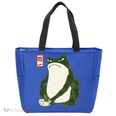 Aesthetic Grumpy Frog Famous Japanese Art Toad Tote Bag
