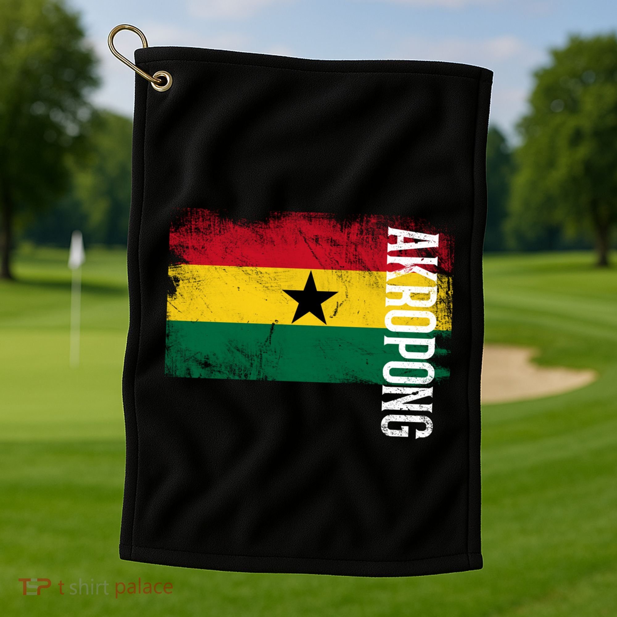 Akropong Ghana Flag Gift For Ghanaians Meaningful Gift Golf Towel