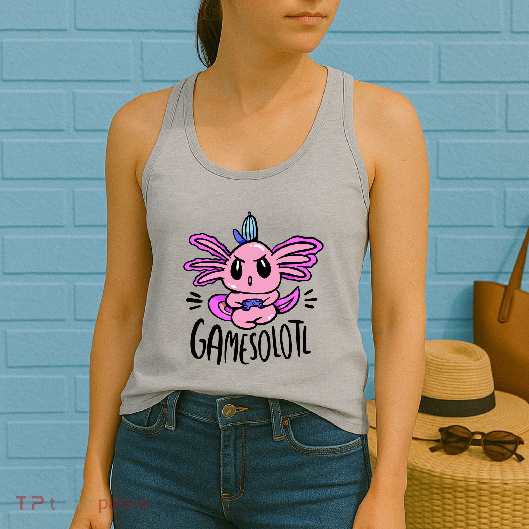 Axolotl Gamesolotl Funny Gamer Video Games Women's Tank Top