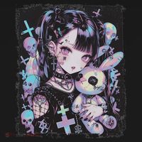 Anime Girl Goth Bunny Cute E Girl Gothic Outfit Grunge Long Sleeve Shirt thumb 2
