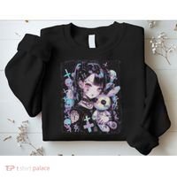 Anime Girl Goth Bunny Cute E Girl Gothic Outfit Grunge Sweatshirt thumb 2