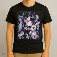 Anime Girl Goth Bunny Cute E Girl Gothic Outfit Grunge T-Shirt thumb 3