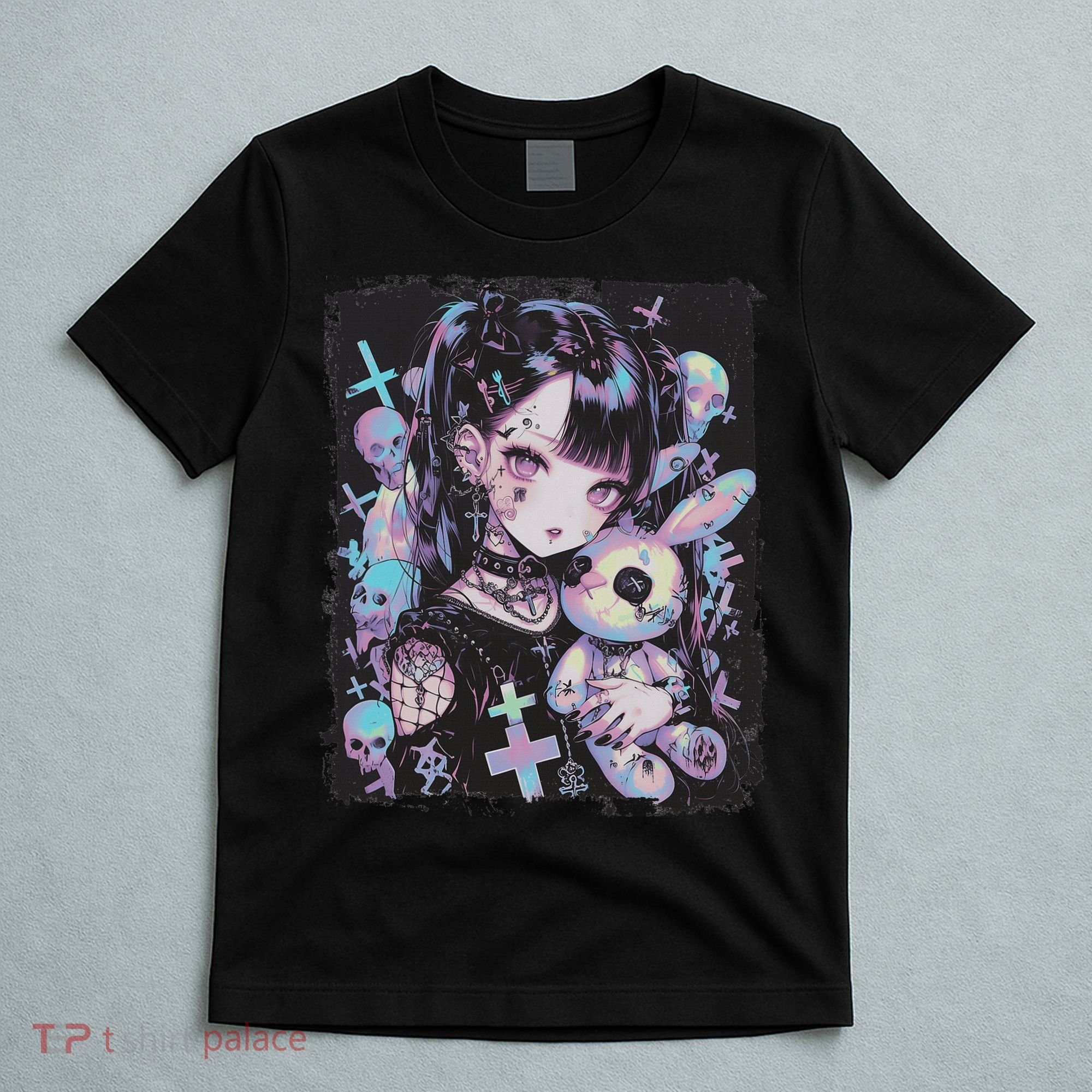 Anime Girl Goth Bunny Cute E Girl Gothic Outfit Grunge T-Shirt