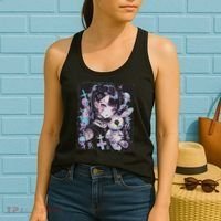 Anime Girl Goth Bunny Cute E Girl Gothic Outfit Grunge Women's Tank Top thumb 2