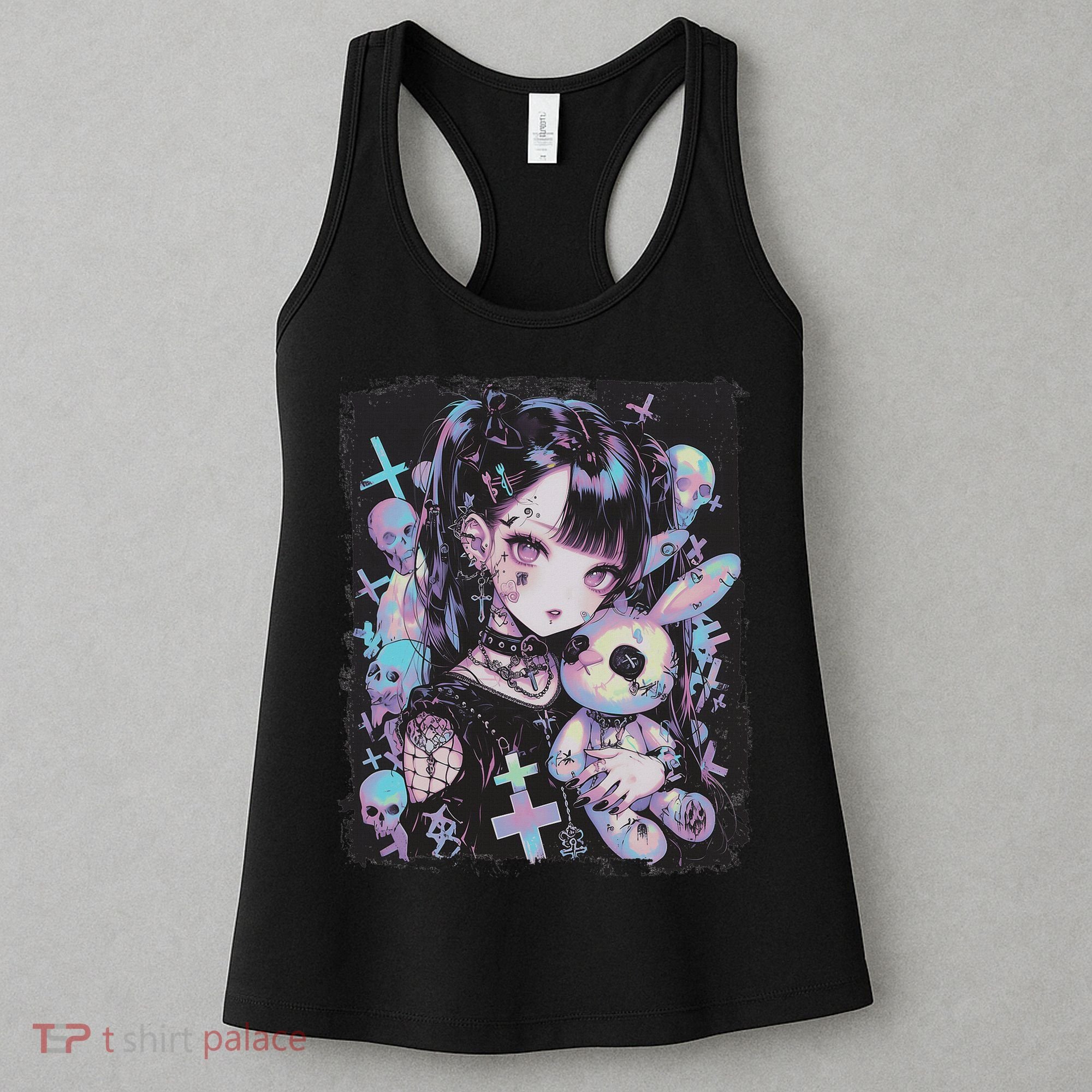 Anime Girl Goth Bunny Cute E Girl Gothic Outfit Grunge Women's Tank Top