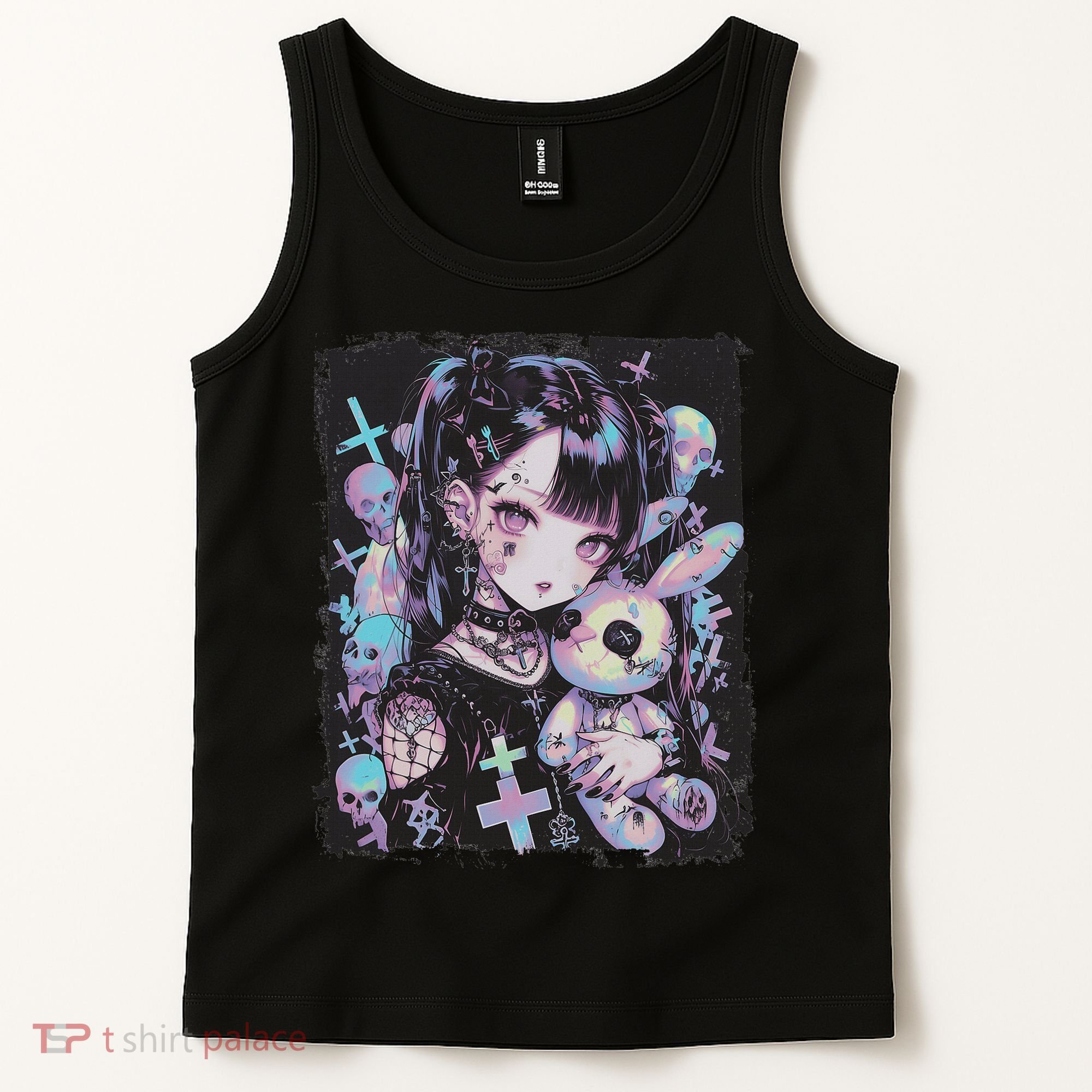 Anime Girl Goth Bunny Cute E Girl Gothic Outfit Grunge Tank Top