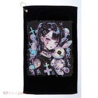 Anime Girl Goth Bunny Cute E Girl Gothic Outfit Grunge Golf Towel thumb 0