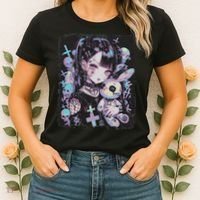 Anime Girl Goth Bunny Cute E Girl Gothic Outfit Grunge Women's T-Shirt thumb 2