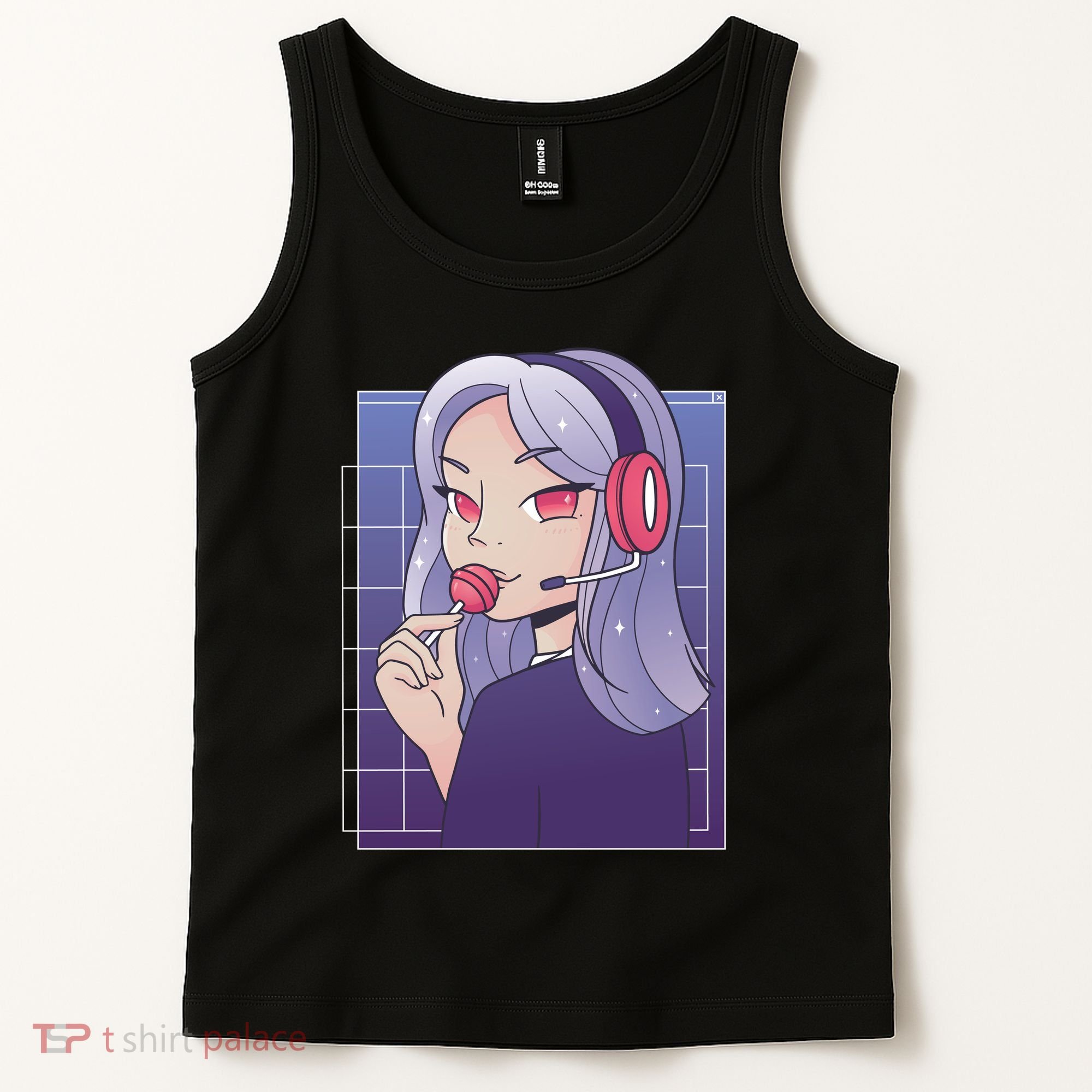 Anime Gamer Girl Lollipop Cute Tank Top