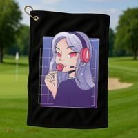 Anime Gamer Girl Lollipop Cute Golf Towel thumb 1
