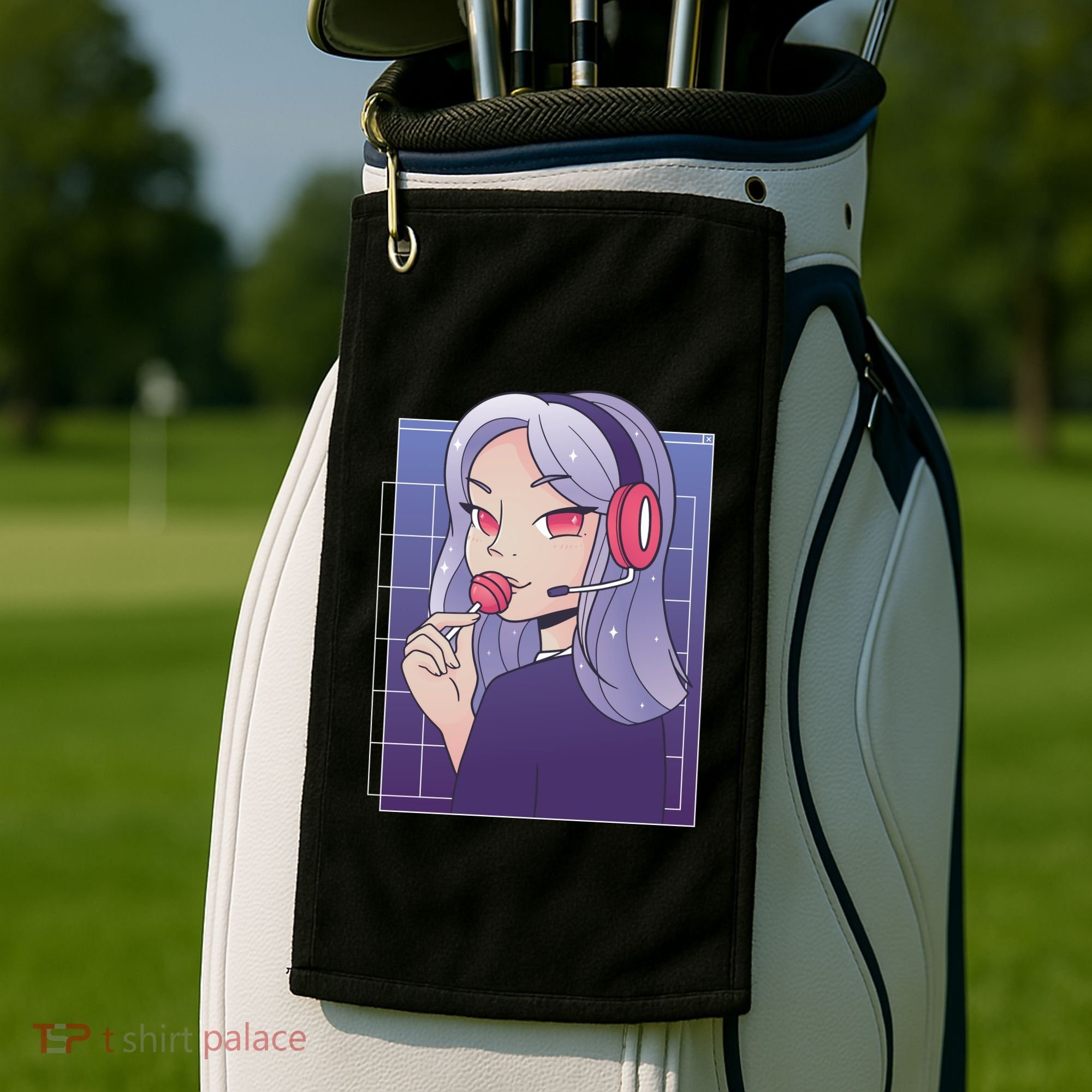 Anime Gamer Girl Lollipop Cute Golf Towel