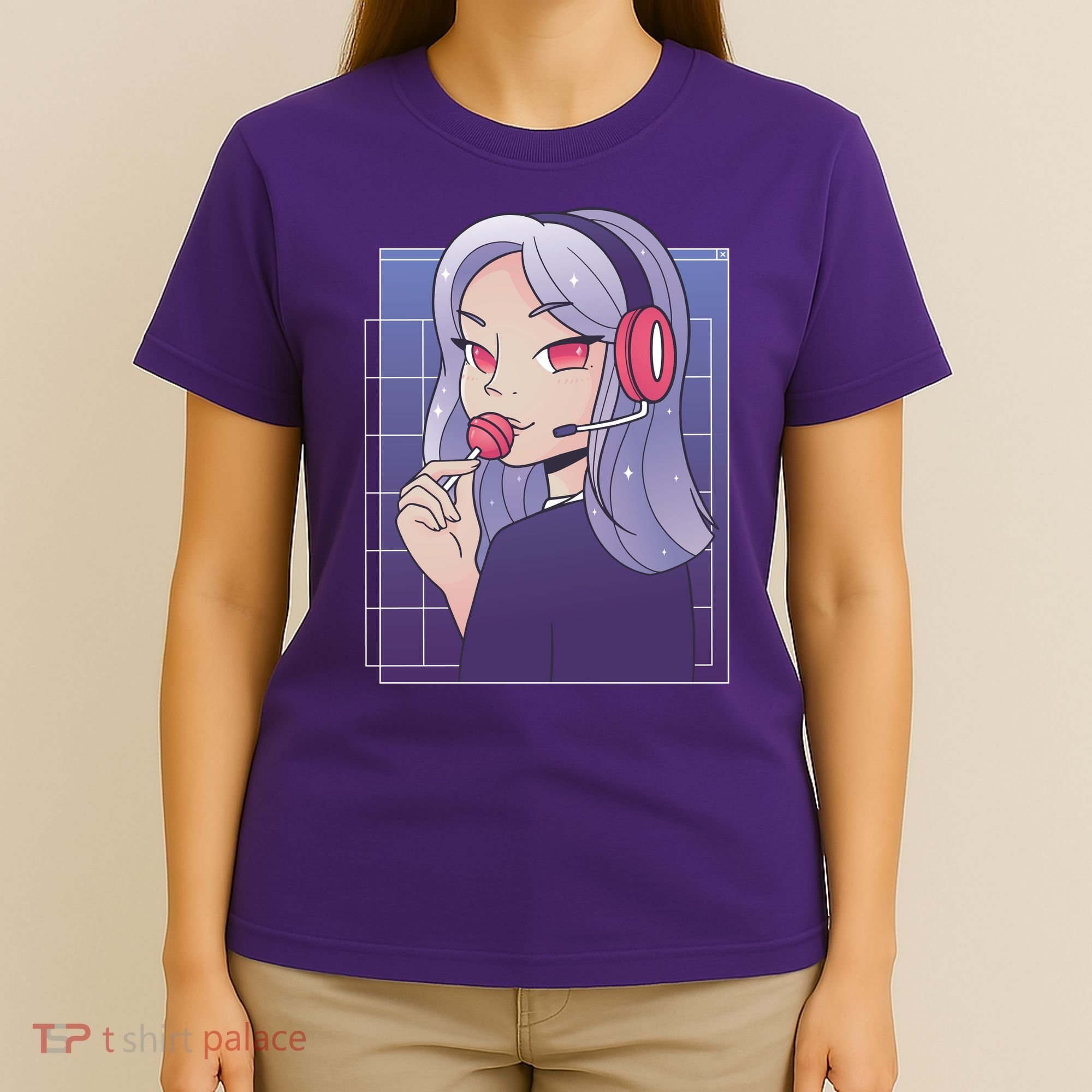 Anime Gamer Girl Lollipop Cute T-Shirt