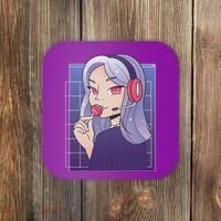 Anime Gamer Girl Lollipop Cute Coaster thumb 0