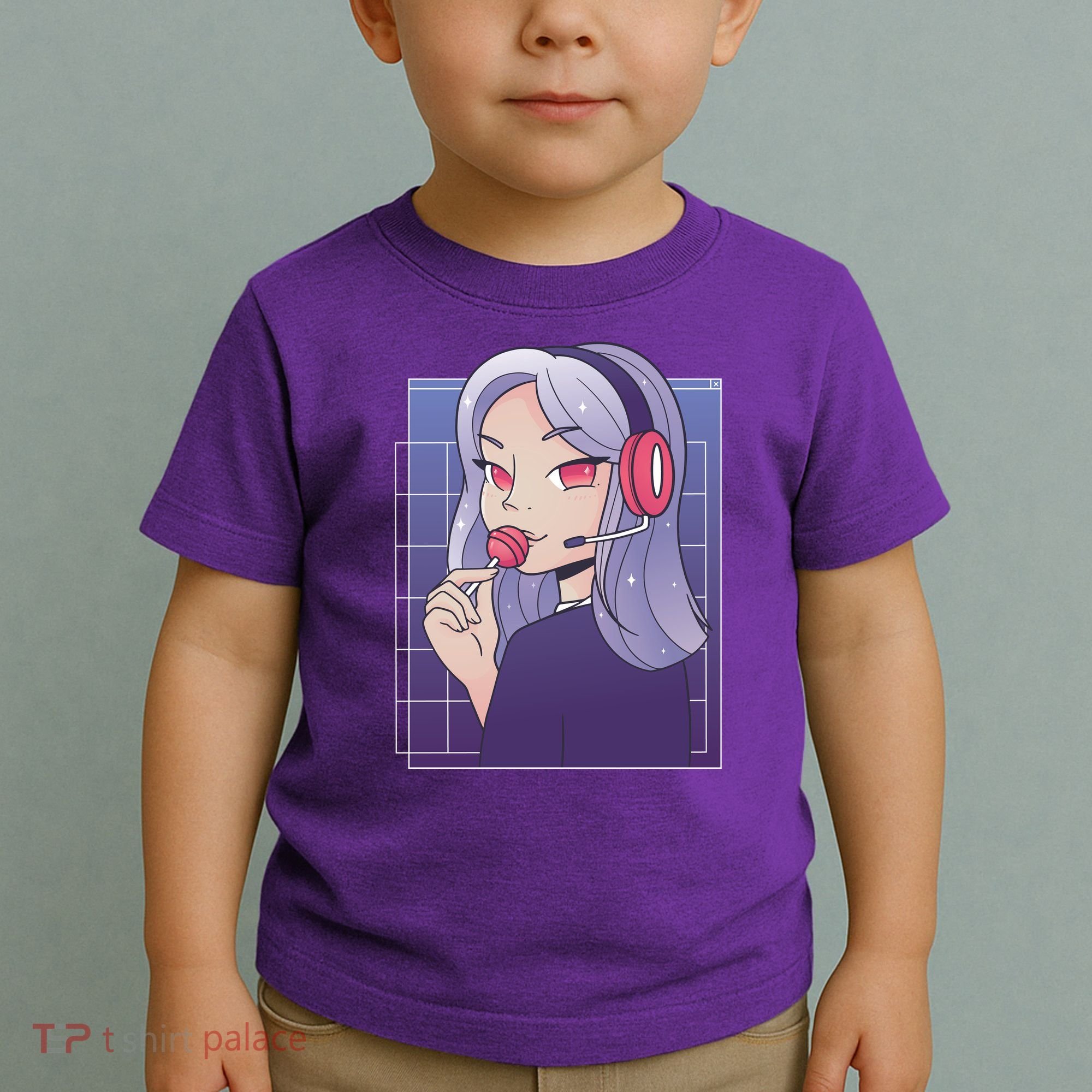 Anime Gamer Girl Lollipop Cute Toddler T-Shirt