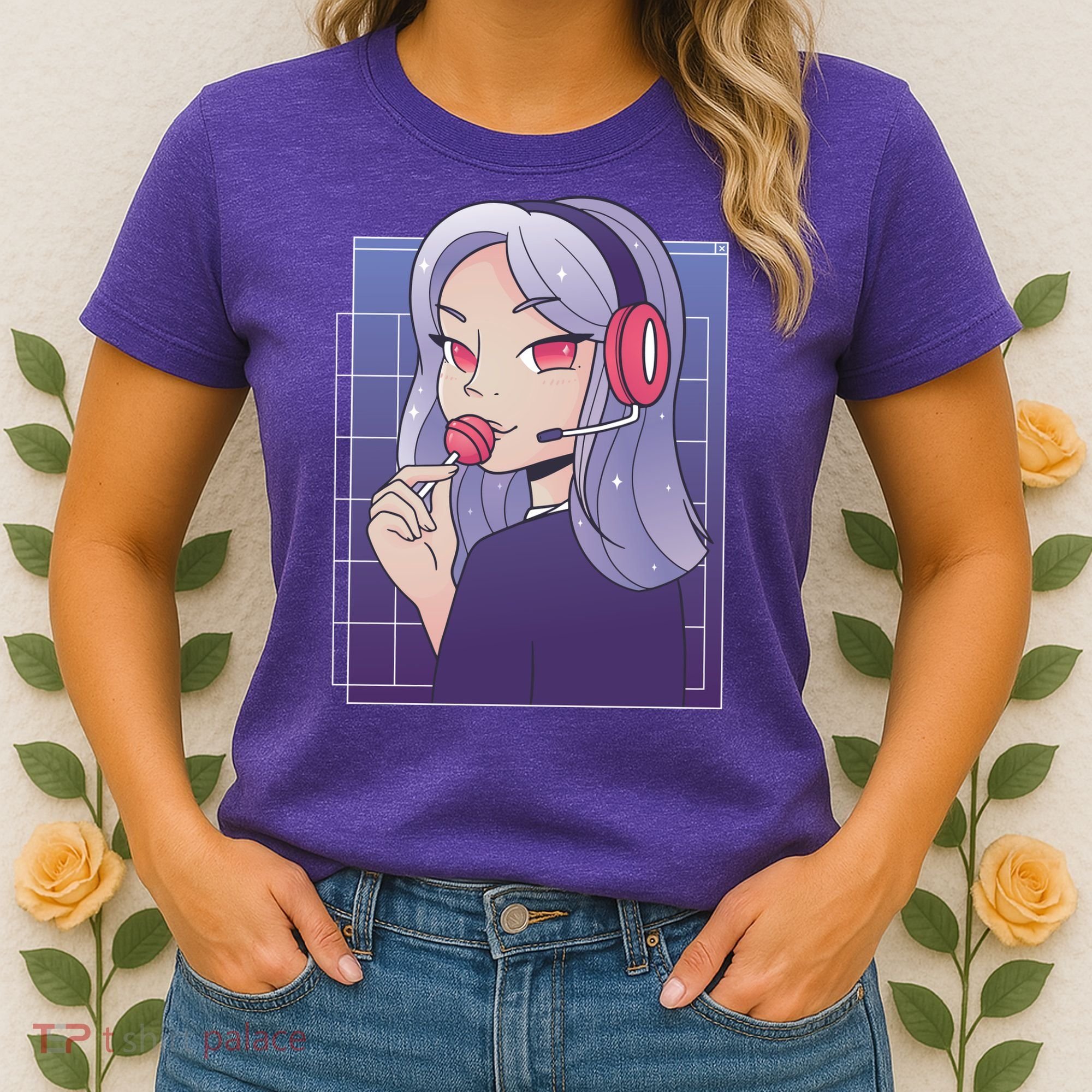 Anime Gamer Girl Lollipop Cute Women's T-Shirt
