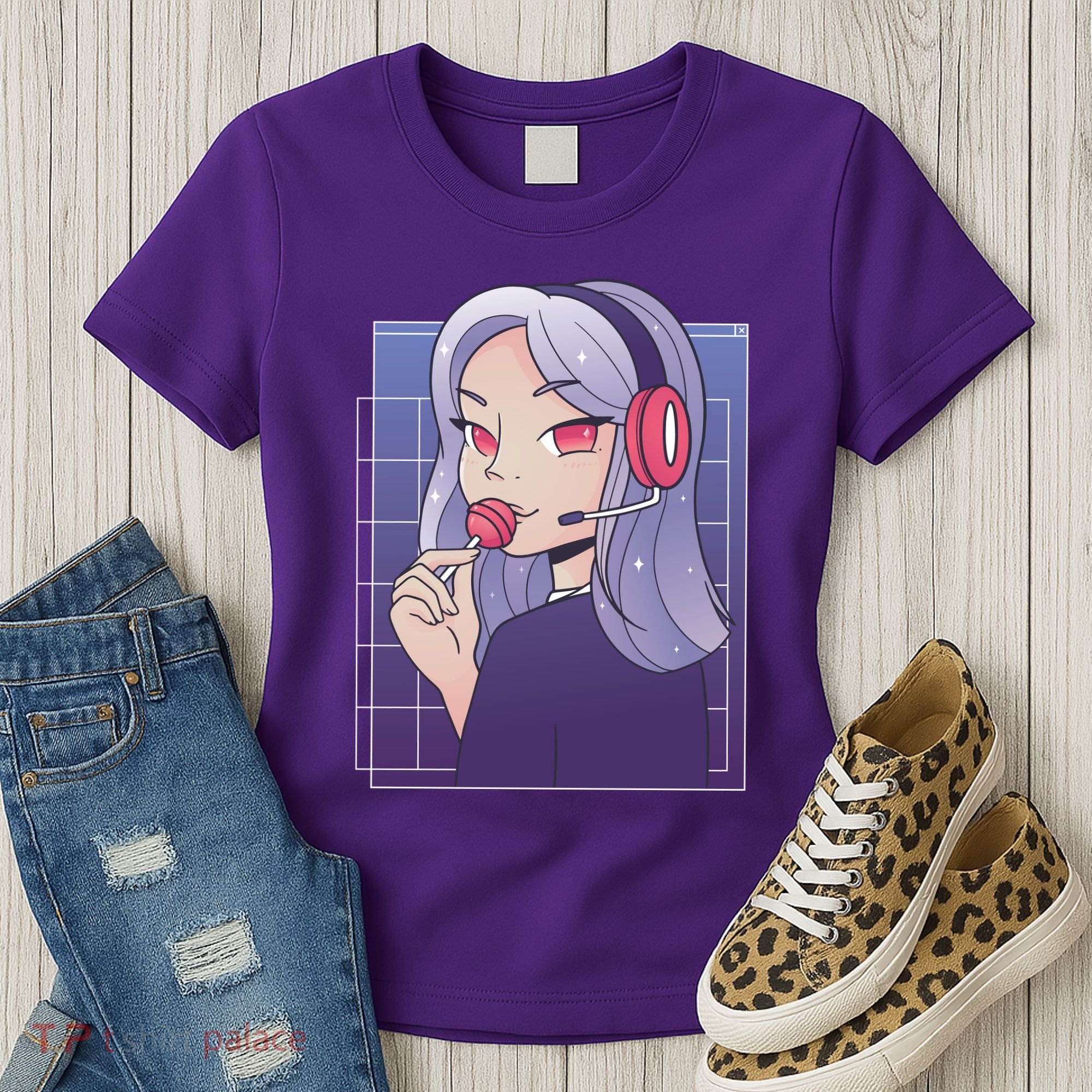 Anime Gamer Girl Lollipop Cute Women's T-Shirt